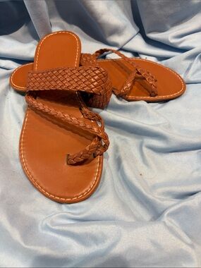 Woven Thong Sandals - Rust Brown
